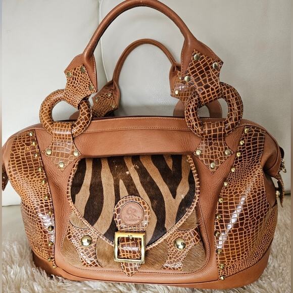 Leather Weekender Overnight Satchel Duffel Bag - Picture 12 of 14